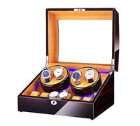 Watch Winder Box for 4 Automatic Watch + 6 Storage Space with Blue LED Light Piano Paint Finish Dual Power Supply