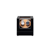 Watch Winder Box for Automatic Watches Or Compatible with Couple Size Double Wood Watch Storage Display Case with Blue Led Backlight AC Or Battery Powered Quiet Japanese Motor (Black 02)