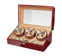 Watch Winder Box for Automatic Watches Walnut Solid Wood Piano Paint Exterior Adapter and Battery Powered Silent Motor