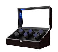Watch Winder for 12 Storages, Wood Shell Piano Paint Exterior and Extremely Silent Motor, with Soft Flexible Watch Pillow, Built-in Illumination, Pine Bark Pattern