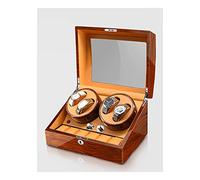 Watch Winder for 4 Watches Additional 6 Positions Piano Paint Anti-Magnetic Ultra-Quiet Luxury Watch Shaker Led Light (Rosewood Grain+brown 4+6)