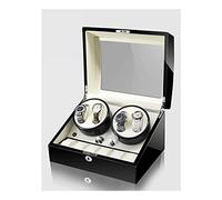 Watch Winder for 4 Watches Additional 6 Positions Piano Paint Anti-Magnetic Ultra-Quiet Luxury Watch Shaker Led Light (Black+white 4+6)