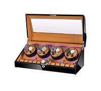 Watch Winder for 8 Watches + 12 Storage LED Light Wood Shell Piano Varnish Exterior, Leather Interior, Extremely Quiet Engine Watch Display Storage