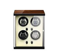 Watch Winder for Automatic Watches Metal Frame Quiet Motor 5 Different Settings Anti-Magnetic Design Microfiber Leather Wooden Shell Adjustable Watch Pillows (4 epitope)