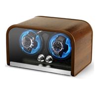 Watch Winder for Automatic Watches, Watch Winders Box for Rolex,Double Japanese Silent Motor, 4 Rotation Mode Setting, Blue Light, Plug-in or 2 * AA Batteries (not included), Retro Style, Gift for man