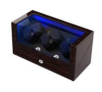 Watch Winder, for Rolex Automatic Watches with Soft and Flexible Watch Pillows, Wooden Shell, Powered by Japanese Motor, Built-in Blue LED Illuminated(Triple Tree), Pine Bark Pattern