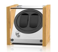 Watch Winder Smith Watch Winder Box for Automatic Watches or Compatible with Couple Size Double, Craftsmanship 100% Bamboo Wood Patent Housing Case, ACor Battery Powered Super Quiet Japanese Motor