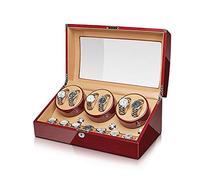 Watch Winder Spinner Winding Box Watch Winders - Maroon Walnut Watch Storage Case Watch Shaker Home Watch Winding Box with Lock Automatic Mechanical Watch Winder Watch Rotating Placer Watch Winder