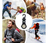Watch with Compass - Sports Carabiner Navigation Watch,Glow in the Dark Waterproof Compass for Men Women Running Swimming Climbing Camping Hiking Hunting Survival Adventure