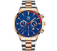 Watch with Diamonds Mens Watches Casual Stainless Steel Analog Quartz Watch Men Wristwatch Clock Business Date Casual Watch Radio Watches for Men (F, One Size)