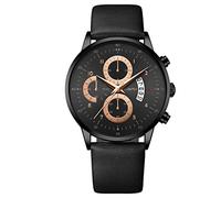 Watch Woman Fashion Sport Men's Stainless Steel Case Leather Band Quartz Analog Wrist Watch The Watch Locker (C, One Size)