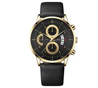 Watch Woman Fashion Sport Men's Stainless Steel Case Leather Band Quartz Analog Wrist Watch The Watch Locker (D, One Size)