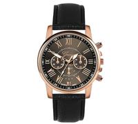 Watch Women Leather Quartz Analog Wrist Women's Watch Watch with A Secondhand (Black, One Size)