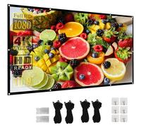 [Watch World Cup on Giant Screen for Full Thrill] XBJ 120 Inch Projector Screen 16:9 | Portable HD 4K Foldable Anti-Crease Double-Sided Projection Screen, 160° Wide Viewing Angle, Extra Long Ropes & H