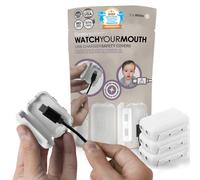 Watch Your Mouth Baby Proof Cord Cover | Award-Winning USB Charger Cover for Baby Proofing Cords | BPA & Phthalate-Free Charger Cover Protector | Electrical Safety Baby Products, (3-Pack, White)