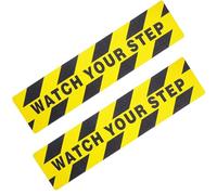 Watch Your Step Floor Tape 6 x 24 Inch- Non-Slip Caution Tape 2PCS & Warning Anti, Skid Adhesive Sticker Mind the Step Sign Outdoor Use - Safety Decal for Workplace Home (Keep Floor clean before use)