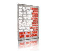Watch Your Thoughts - Motivational Metal Sign Industrial Aluminum Wall Decor for Study, Office, Classroom, Home Gym, Workspace, 8x12 Inches (25238)