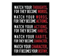 Watch Your Thoughts Motivational Poster Print English Letters Retro Poster Quote Words Canvas Game Wall Art for Study, Office, Bedroom or Office Decorations