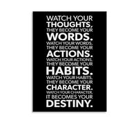 Watch Your Thoughts They Become Words Positive Affirmation Motivational Canvas Print Wall Art for Home Office Bedroom Living Room Decor(Unframed,16x24inch(40x60cm))