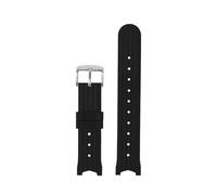 Watchband Compatible With Casio Edifice Series EF-524D 524sp Modified Silicone Rubber Stainless Steel Watch Strap Accessories(Black (3)-Silver)