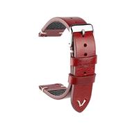 Watchband Oil Wax Leather Watch Strap 18-22mm, Handmade Watchband Accessories, Red, 19mm