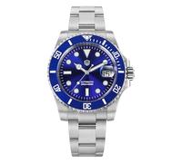 watchdives Automatic Watches for Men, WD5512 V2 PT5000 Sub Diver Watch 40mm Sapphire Crystal Wristwatch Luminous Mens Watch, Blue / Silver, Classic
