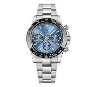 watchdives Chronograph Watch, WD16500 V2 Quartz Men Watches Japan VK63 Meca-Quartz Movement 38mm Sapphire Crystal Wristwatch 100M Waterproof Sport Watch, Stainless Steel Bracelet, Light Blue