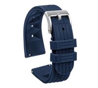 watchdives Rubber Waffle Watch Band, Soft Rubber Watch Strap Waterproof Replacement Dive Watchbands with Two Fixing Loops for Men & Women (Dark Blue-Fast Release, 20mm)