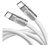WATCHEM 6ft / 2M USB-C to USB-C Cable - Fast 120W Charging, Durable Liquid Silicone Build, 480Mbps Quick Data Sync - Strong Charging & Data Cable (White)