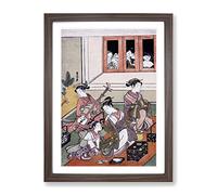 Watchers And The Watched By Harunobu Suzuki Asian Japanese Framed Print | A4 Walnut Framed Wall Art | Ready to Hang | Asian Nature Picture | Living Room Bedroom Lounge Office