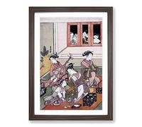 Watchers and The Watched by Harunobu Suzuki Framed Print | A2 Walnut Framed Wall Art | Ready to Hang | Modern Nature Picture | Living Room Bedroom Lounge Office