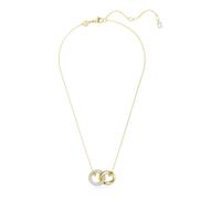Swarovski Dextera Pendant Necklace, White Pavé Crystals Interlocked with a Gold-Tone Plated Ring on a Gold-Tone Plated Chain, from the Dextera Collection