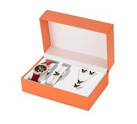 Watches for Big Wrists Fashion Starry Digital Dial Quartz Watch Butterfly Jewelry Set (6 Pieces/Set) (Red, One Size)