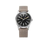 | - - Watches for Men, Men's Wrist Watches - 34mm Field Military - Matte Black Dial, Light Gray Canvas Strap - Assembled in The USA | Gifts for Men