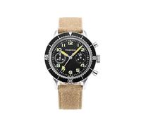 PRAESIDUS | - - Watches for Men, Men's Wrist Watches - Chronograph Military - Case 38mm - Black Dial, Sand Distressed Leather Strap | Pilot Watch,Gifts for Men