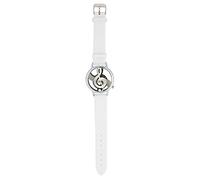 Watches for Men, Quartz Analog Watch, 2 Colors Quartz Analog Couple Watch Round Hollow Musical Note Dial PU Strap Wristwatch (White)