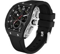 Watches for Men Unique Rectangle Relojes para Hombres White Wristwatch with Digital Analog Dual Time Display Countdown Stopwatch Punk Cool Design 5ATM Waterproof, Silver, casual