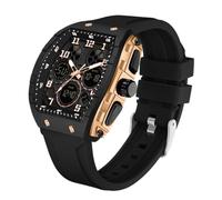 Watches for Men Unique Rectangle Sport Wristwatch with Digital Analog Dual Time Display Countdown Stopwatch Punk Cool Design 5ATM Waterproof Mens Watch (Black Gold)