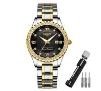 Watches for Women Diamond Luxury Gold Silver Ladies Female Classic Fashion Analog Quartz Waterproof Stainless Dress Luminous Day Date Wife Gifts Wrist Watch NIBOSI