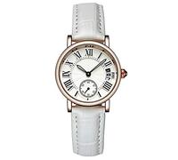 Watches for Women, Lady Analog Round Quartz Leather Strap Date Watch Classical Wristwatch(White Strap)