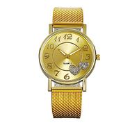 Watches for Women with Numbers Quartz Day Belt Rose Gold Girls Heart Watch Valentines Movement Big Mesh Women's Watch (Gold, One Size)