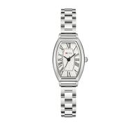 Watches for Women with Roman Dial Barrel-Shaped Gold Watch Waterproof Ladies Square Quartz Watch with Stainless Steel and Leather Band (Steel Strip/Silvery)