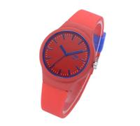 Watches Strap Solid Women Ladies Casual Wristwatch Silicon Clock Pattern Fashion Women's Watch Easy Reader (Red, One Size)