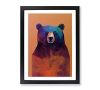 Watchful Bear Abstract Framed Print | A2 Black Framed Wall Art | Ready to Hang | Abstract Animal Picture | Living Room Bedroom Lounge Office