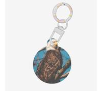 Watchful Chestnut Eagle Print Round Acrylic Pet Tag, Dog Neck Pendant Tags for Pets Circular Dog Cat Collar Name Tags