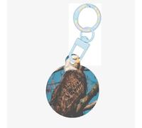 Watchful Chestnut Eagle Print Round Acrylic Pet Tag, Dog Neck Pendant Tags for Pets Circular Dog Cat Collar Name Tags