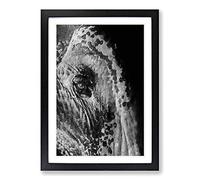 Watchful Elephant Framed Print | A2 Black Framed Wall Art | Ready to Hang | Modern Animal Picture | Living Room Bedroom Lounge Office