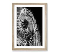 Watchful Elephant Framed Print | A2 Oak Framed Wall Art | Ready to Hang | Modern Animal Picture | Living Room Bedroom Lounge Office