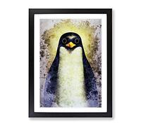 Watchful Penguin Framed Print for Living Room Bedroom Home Office Décor, Wall Art Picture Ready to Hang, Black A4 Frame (34 x 25 cm)