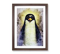 Watchful Penguin Framed Print for Living Room Bedroom Home Office Décor, Wall Art Picture Ready to Hang, Walnut A4 Frame (34 x 25 cm)